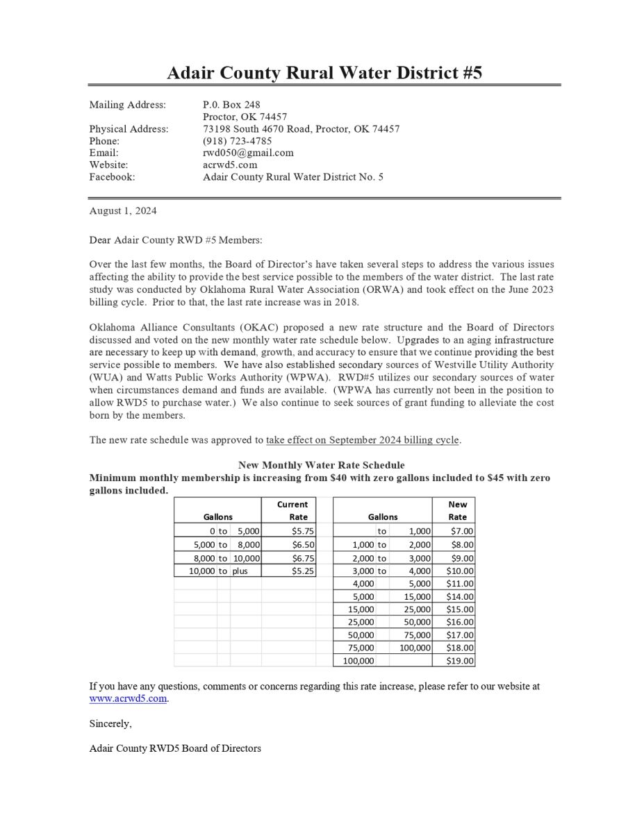 2024 Rate Increase